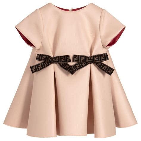 fendi baby girls pink shiny neoprene dress